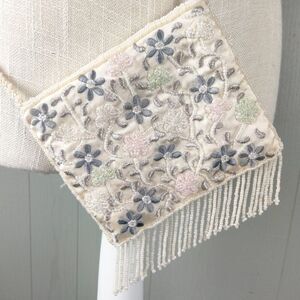 Vintage La Regale Dainty Mini Crossbody Bag Purse Fringe Beads Girlhood Feminine